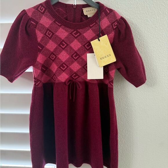 Brand new with tags Gucci Kids Burgundy and Pink Dress size 4